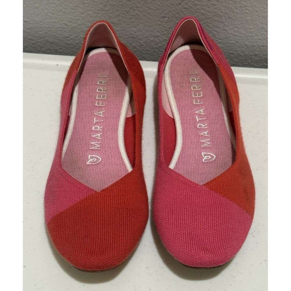 Rothys x Marta Ferri Size 9.5 Flame Azalea Merino Wool Blend Round Toe